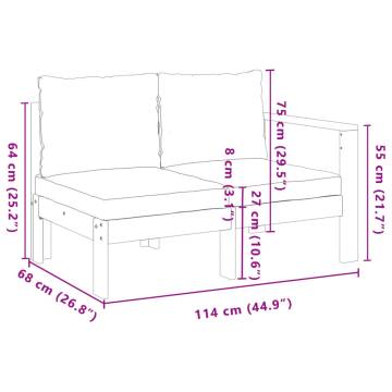 5 Piece Garden Sofa Set with Cushions - Solid Acacia Wood