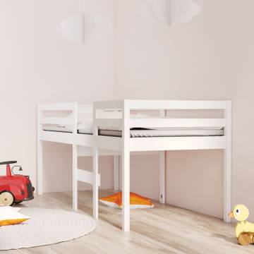 High Sleeper Bed White 90x200 cm - Solid Wood Pine