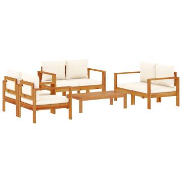 5 Piece Garden Sofa Set with Cushions - Solid Acacia Wood