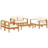 5 Piece Garden Sofa Set with Cushions - Solid Acacia Wood