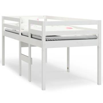 High Sleeper Bed White 90x200 cm - Solid Wood Pine