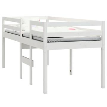 High Sleeper Bed White 90x200 cm - Solid Wood Pine