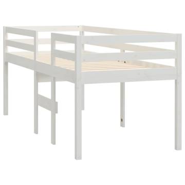 High Sleeper Bed White 90x200 cm - Solid Wood Pine