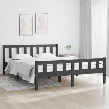 Grey Solid Wood Bed Frame 120x200 cm | HipoMarket