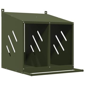 Olive Green Metal Chicken Nesting Box with 2 Compartments