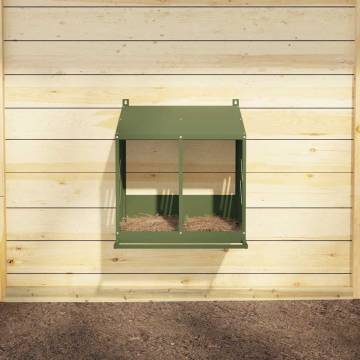 Olive Green Metal Chicken Nesting Box with 2 Compartments