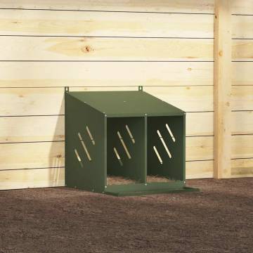 Olive Green Metal Chicken Nesting Box with 2 Compartments