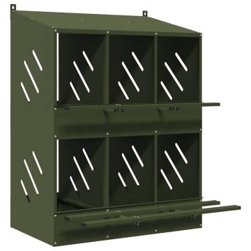 Chicken Nesting Box - 6 Compartments Olive Green Metal