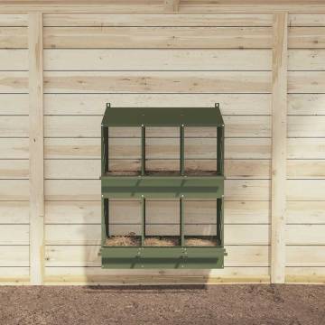 Chicken Nesting Box - 6 Compartments Olive Green Metal