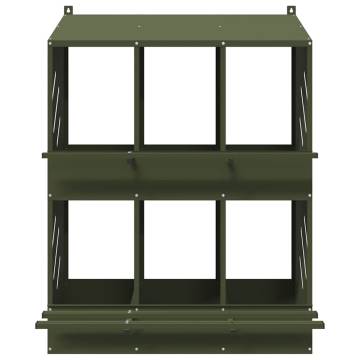 Chicken Nesting Box - 6 Compartments Olive Green Metal