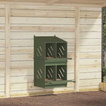 Chicken Nesting Box with 4 Compartments - Olive Green Metal