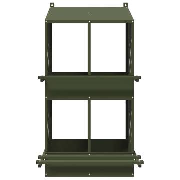 Chicken Nesting Box with 4 Compartments - Olive Green Metal