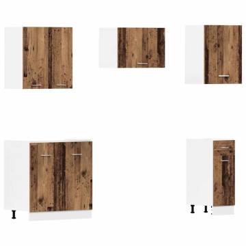 11 Piece Kitchen Cabinet Set - Old Wood Engineered Wood