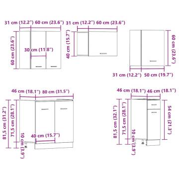 11 Piece Kitchen Cabinet Set - Old Wood Engineered Wood