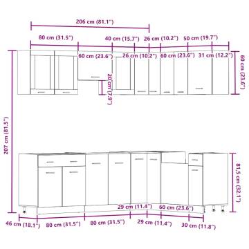 11 Piece Kitchen Cabinet Set - Old Wood Engineered Wood