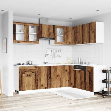 11 Piece Old Wood Kitchen Cabinet Set - Stylish & Durable