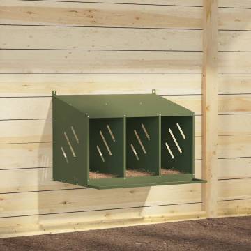 Chicken Nesting Box with 3 Compartments - Olive Green Metal