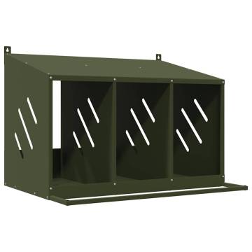 Chicken Nesting Box with 3 Compartments - Olive Green Metal