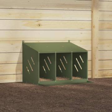 Chicken Nesting Box with 3 Compartments - Olive Green Metal