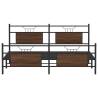 Brown Oak Metal Bed Frame without Mattress - 183x213 cm