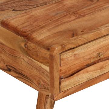 Rustic Solid Wood Coffee Table with Carved Drawer - 100x50 cm