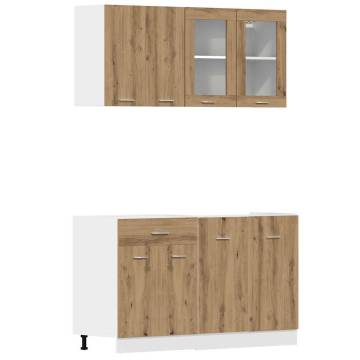 4 Piece Kitchen Cabinet Set - Artisan Oak Engineered Wood