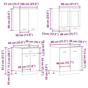 4 Piece Kitchen Cabinet Set - Artisan Oak Engineered Wood