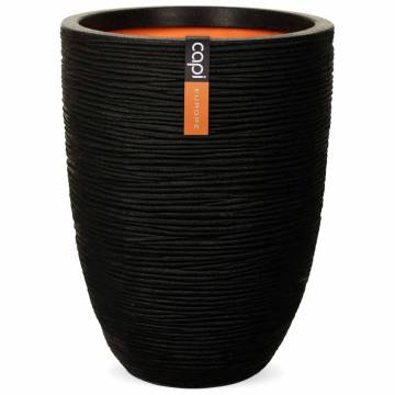 Capi Vase Nature Rib Elegant Low - Stylish Black Decor | HiPoMarket