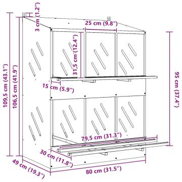 Chicken Nesting Box with 6 Compartments | Galvanized Metal