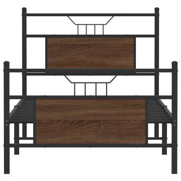 Brown Oak Bed Frame 75x190 cm - Small Single - Engineered Wood