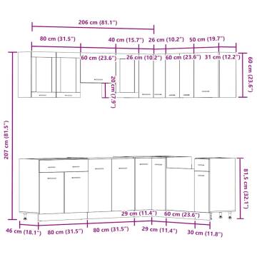  11 Piece Kitchen Cabinet Set Artisan Oak Engineered Wood