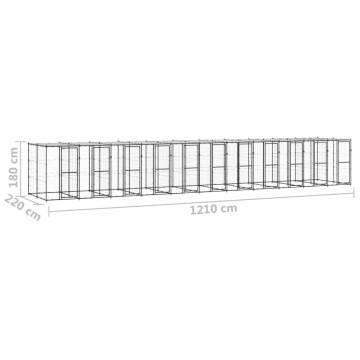 Outdoor Dog Kennel Steel with Roof - Durable & Safe 26.62 m²