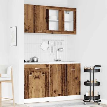 4 Piece Kitchen Cabinet Set - Old Wood Engineered Wood