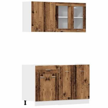 4 Piece Kitchen Cabinet Set - Old Wood Engineered Wood