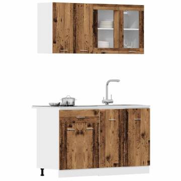 4 Piece Kitchen Cabinet Set - Old Wood Engineered Wood