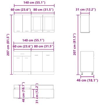 4 Piece Kitchen Cabinet Set - Old Wood Engineered Wood