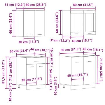 4 Piece Kitchen Cabinet Set - Old Wood Engineered Wood