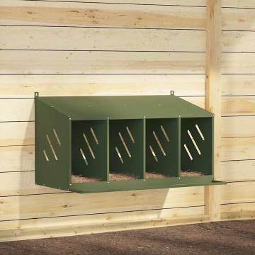 Olive Green Chicken Nesting Box with 4 Compartments