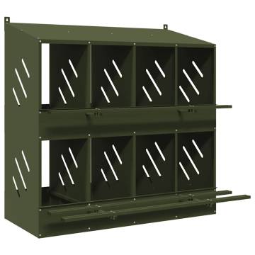 Chicken Nesting Box with 8 Compartments - Olive Green Metal