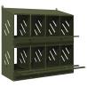 Chicken Nesting Box with 8 Compartments - Olive Green Metal