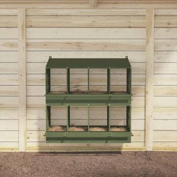 Chicken Nesting Box with 8 Compartments - Olive Green Metal