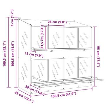 Chicken Nesting Box with 8 Compartments - Olive Green Metal