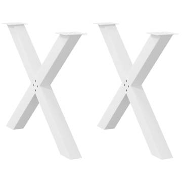 X-Shaped Dining Table Legs - White Powder-Coated Steel