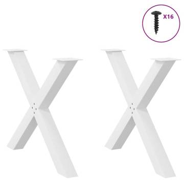 X-Shaped Dining Table Legs - White Powder-Coated Steel