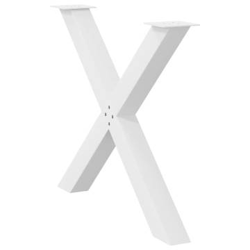 X-Shaped Dining Table Legs - White Powder-Coated Steel