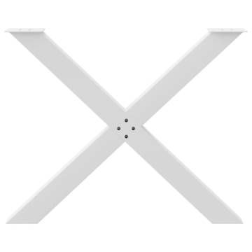 X-Shaped Dining Table Legs - White Powder-Coated Steel