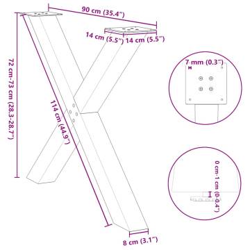 X-Shaped Dining Table Legs - White Powder-Coated Steel