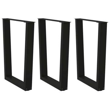 V-Shape Dining Table Legs - 3 pcs Black Steel (70x72-73.3 cm)