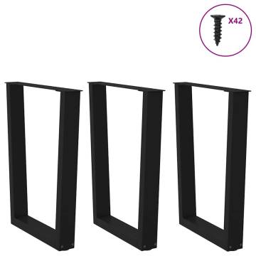 V-Shape Dining Table Legs - 3 pcs Black Steel (70x72-73.3 cm)