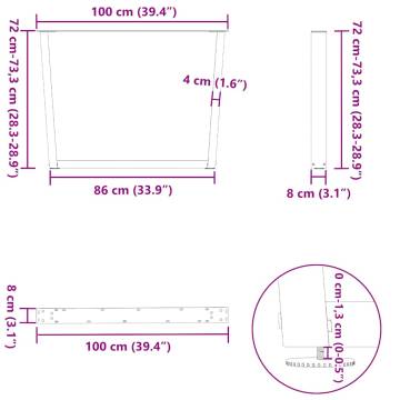 V-Shape Dining Table Legs - Anthracite Steel (3 pcs) | HipoMarket